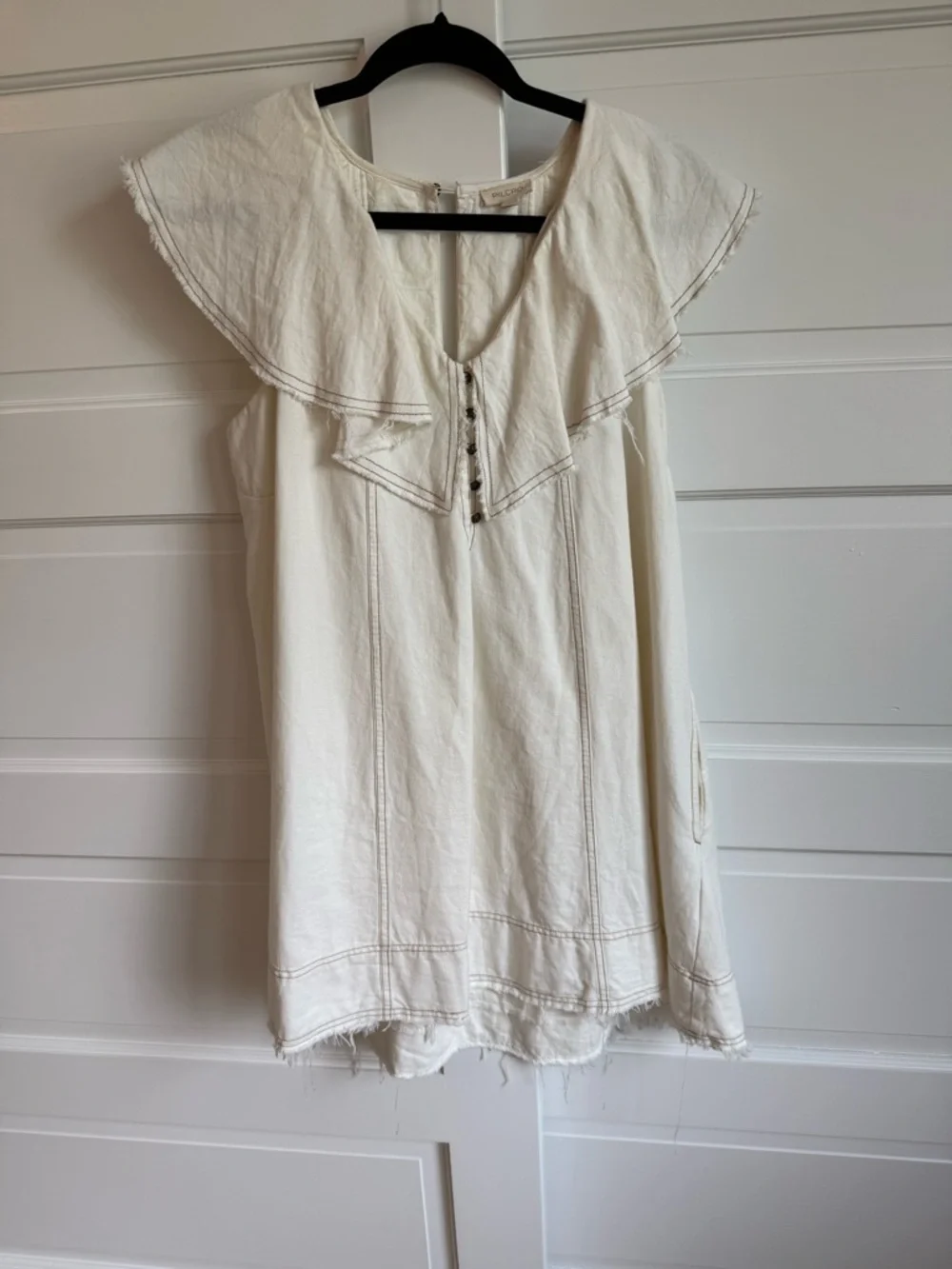 Pilcro Cream Ruffle-Trim Tunic Top - Picture 1 of 5